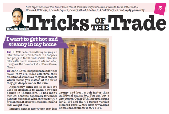 Did you see our Sauna feature in the Sunday Mirror?